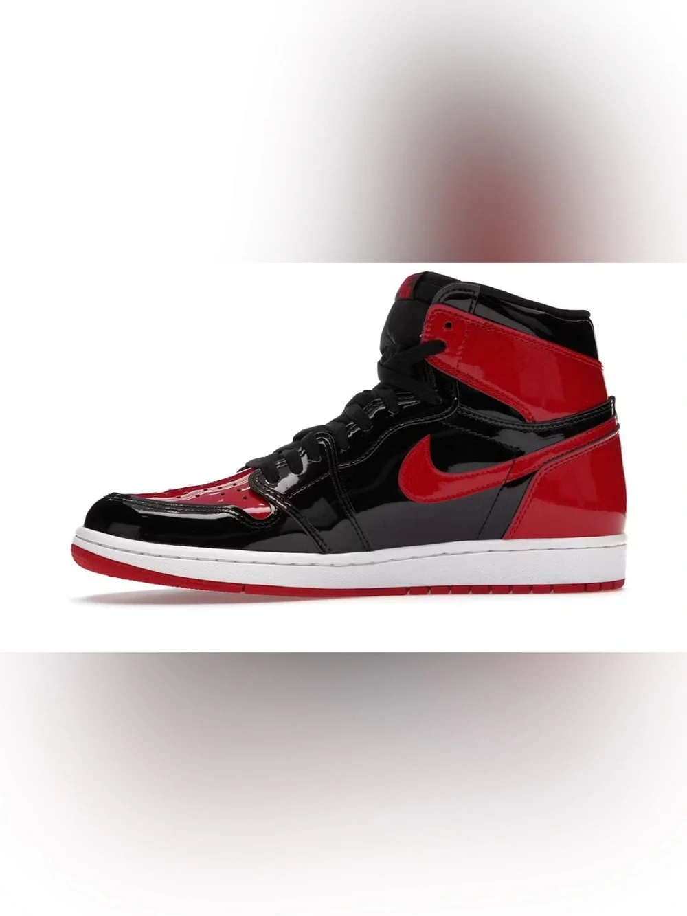Jordan Men's High-Top Sneakers in Black & Red Patent Leather